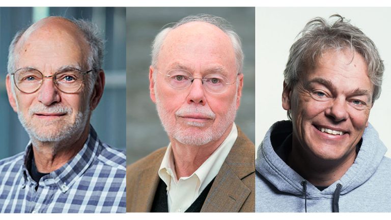 Los premios Nobel de Medicina Michael Rosbash (izq.), Phillip A. Sharp y Edvard Moser destacaron la excelencia científica del CONICET.